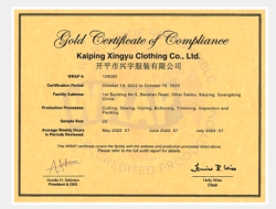 祝賀開平市興宇服裝有限公司2022年快速通過(guò)WRAP認(rèn)證
